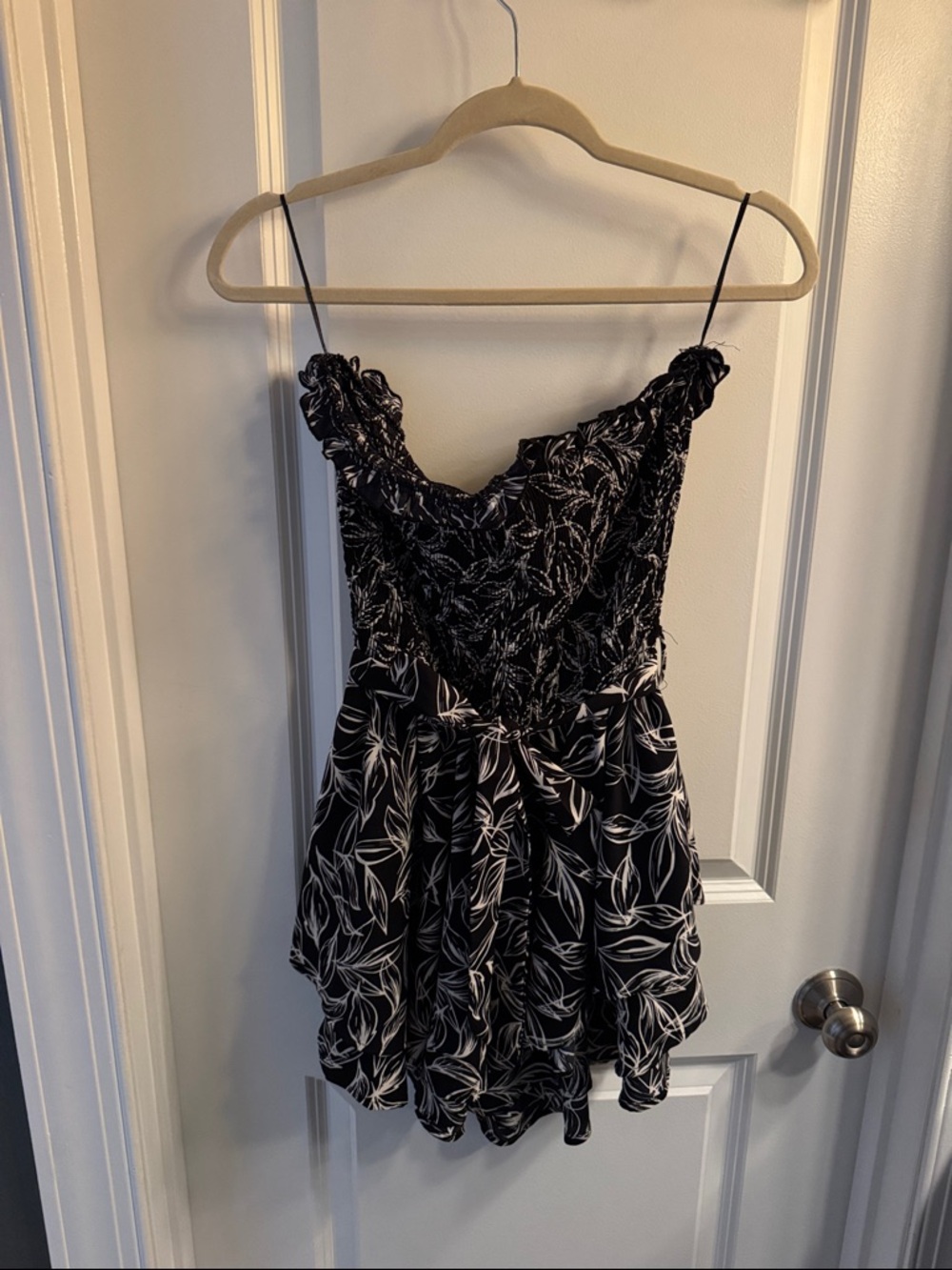 Altar'd State Black and White Floral Romper Shorts